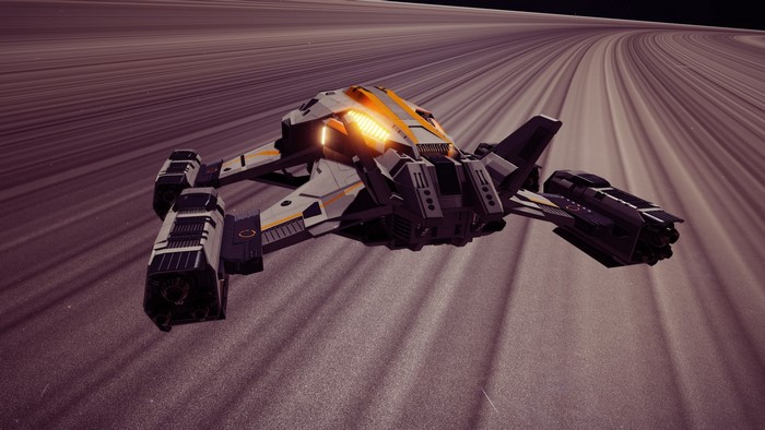 Spaceship in Elite: Dangerous near planet rings