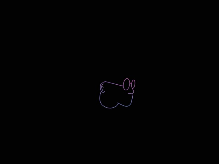 Minimalist outline of a face with glasses on dark background