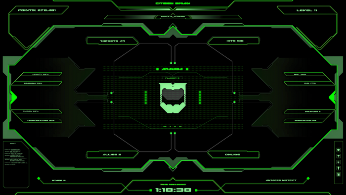 Sci-fi HUD with game statistics