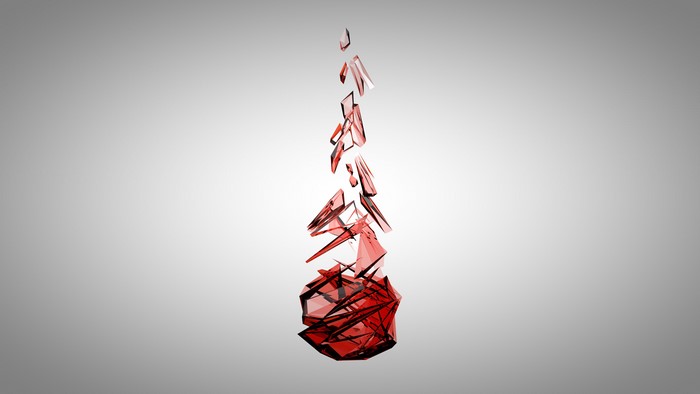 Abstract red glass shards falling
