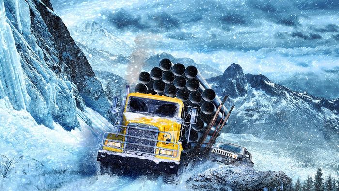 SnowRunner Truck in Snowy Mountains