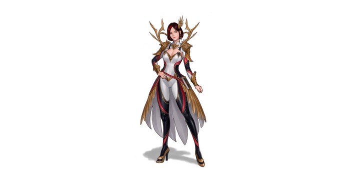 Fantasy art of a woman in ornate armor