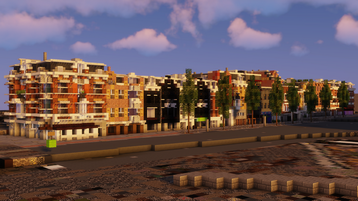 Minecraft recreation of Amsterdam buildings
