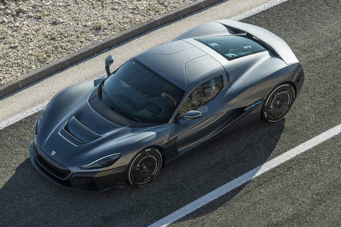 Rimac Nevera electric supercar on asphalt road