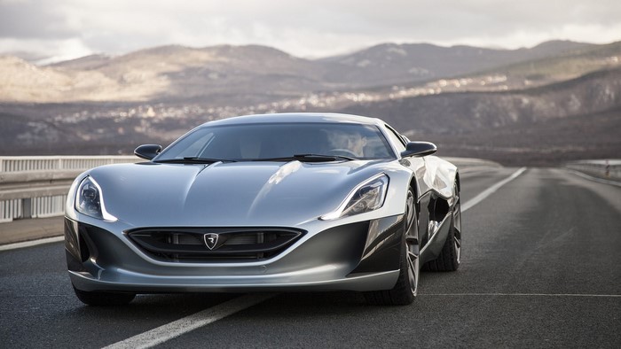 Rimac Concept One electric supercar on a road