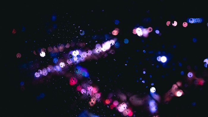 4K rain drops and bokeh lights
