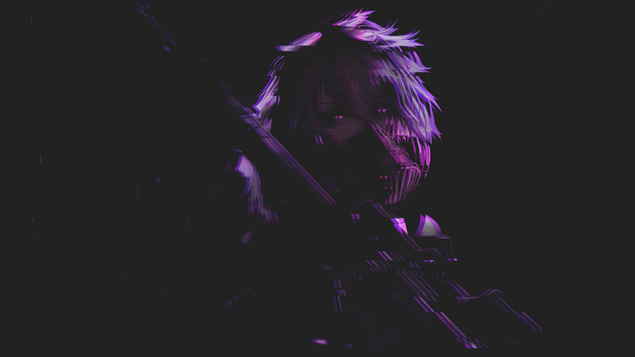 Anime girl with purple hair and sniper rifle