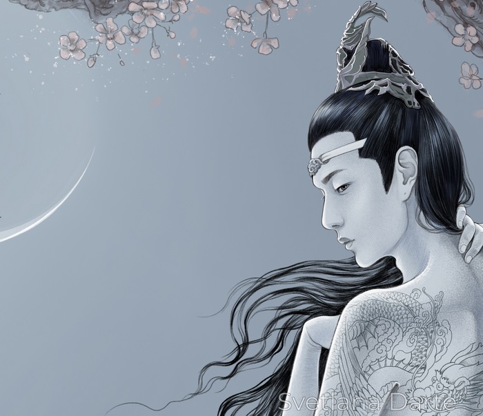 Lan Wangji from The Untamed with Dragon Tattoo