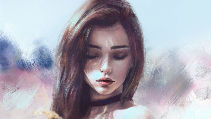 Fantasy girl with closed eyes, artwork