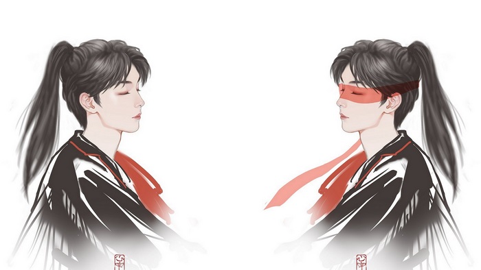 Song Ji Yang with red blindfold