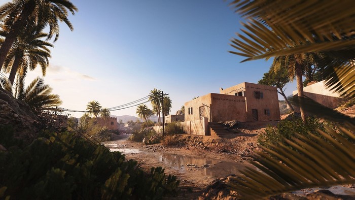 Battlefield game art of a desert village