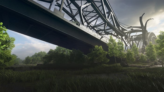 Damaged bridge in Battlefield game art