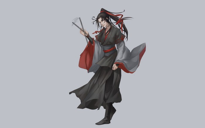 Wei Wuxian from Mo Dao Zu Shi holding fans