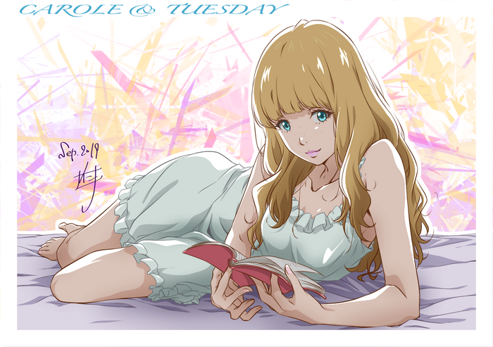 Carole Stanley from Carole & Tuesday reading a book