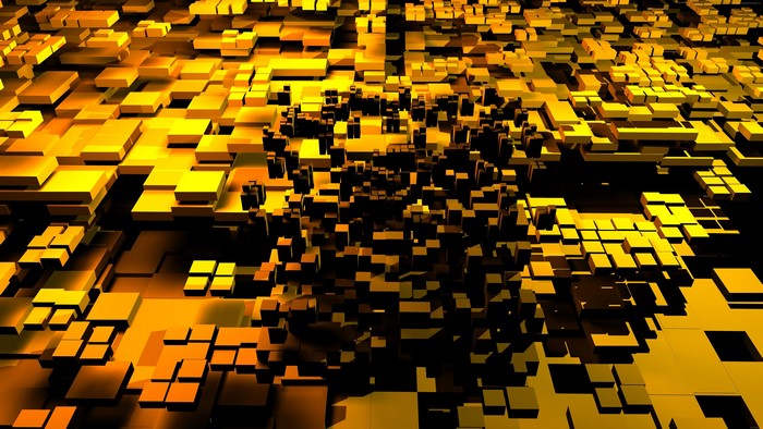 3D Abstract Yellow Cubes Render