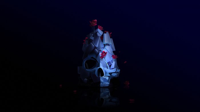 Skull with flowers by Justin Maller