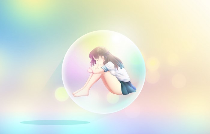 Anime girl in a bubble