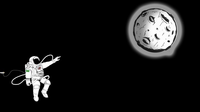 Astronaut pointing towards the Moon