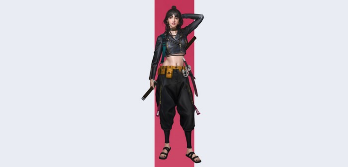 Anime girl with swords and black outfit