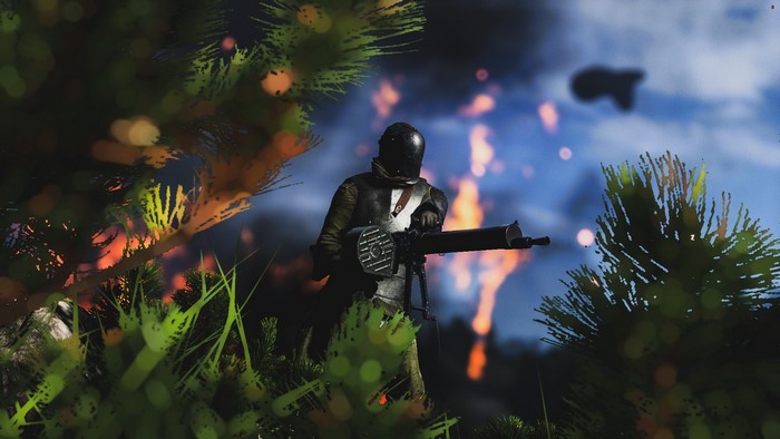 Soldier with machine gun in Battlefield 1