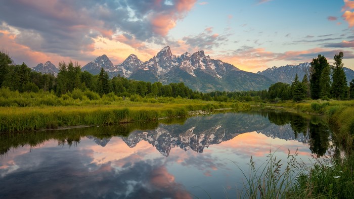 Grand Teton National Park Mountains Reflection Sunrise