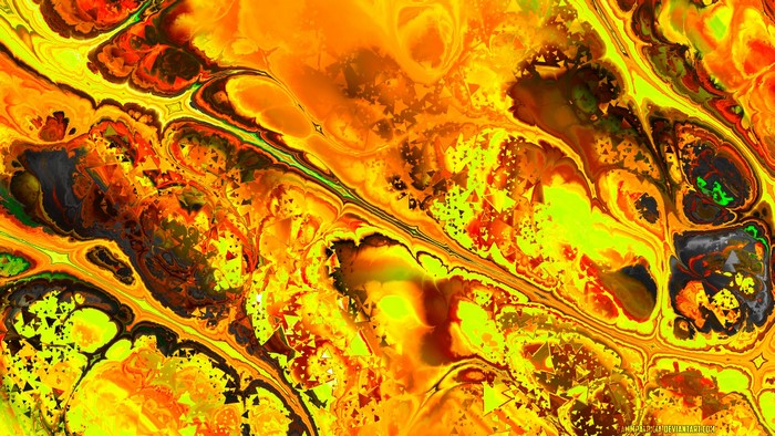 Abstract digital art with fire and triangles