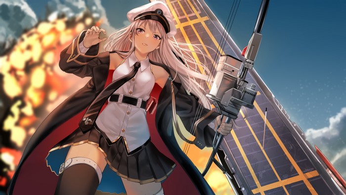Enterprise from Azur Lane with a large cannon