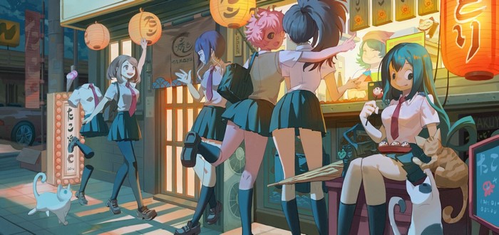 Mina Ashido, Tsuyu Asui, Toru Hagakure, Momo Yaoyorozu, Uraraka Ochako from Boku no Hero Academia