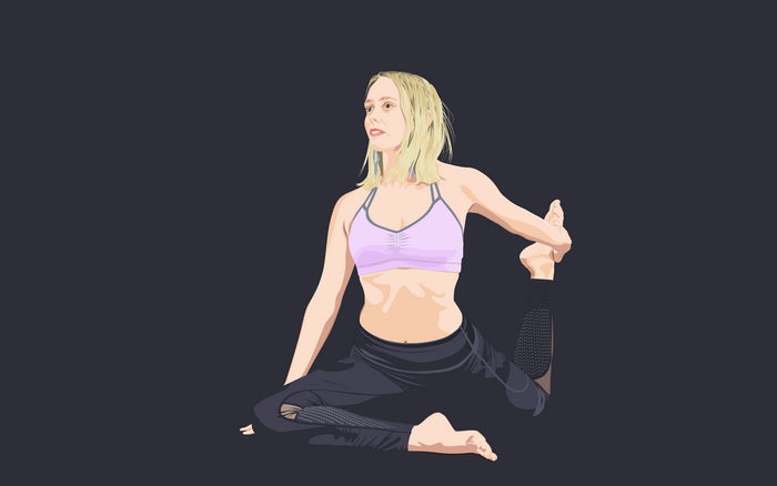 Woman doing yoga in a minimalist vector art style