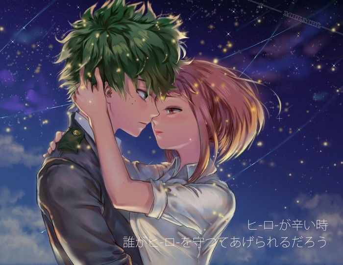 Izuku Midoriya and Uraraka Ochako from My Hero Academia