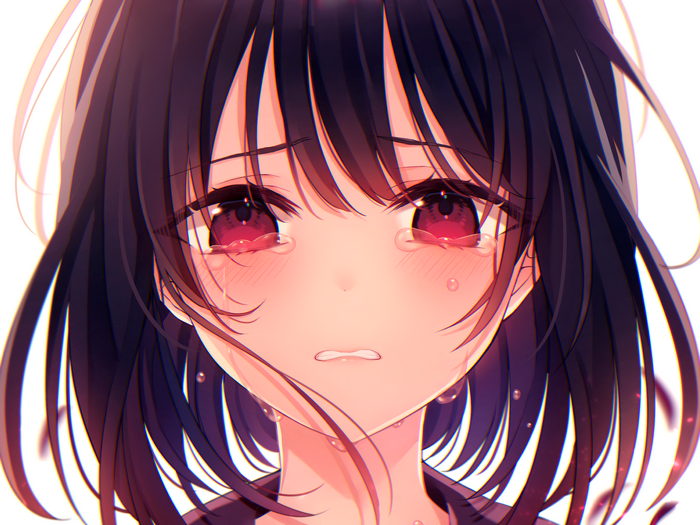 short hair, crying, original characters, Kuro Namako, artwork, anime ...