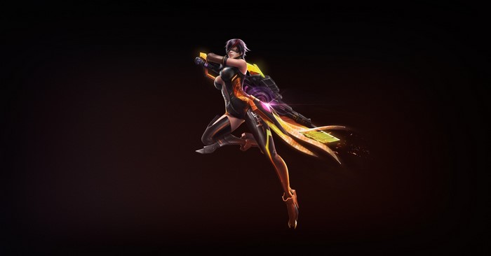Female warrior with futuristic weapon
