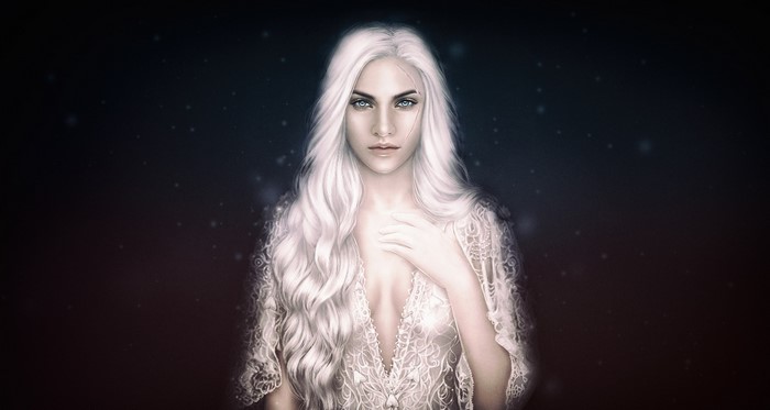 Fantasy girl with long white hair