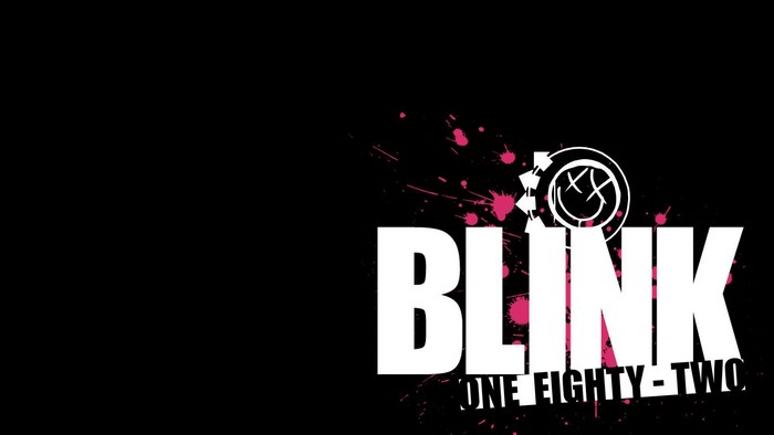 Blink-182 logo with pink paint splatters