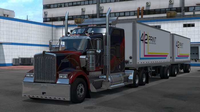 Kenworth truck with 42 Print trailers in American Truck Simulator