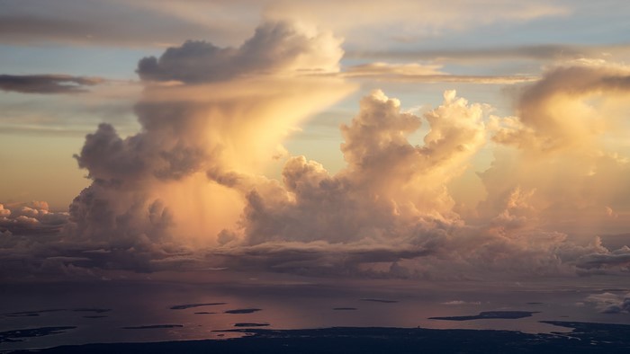 Dramatic clouds over the sea at sunrise in Bohol