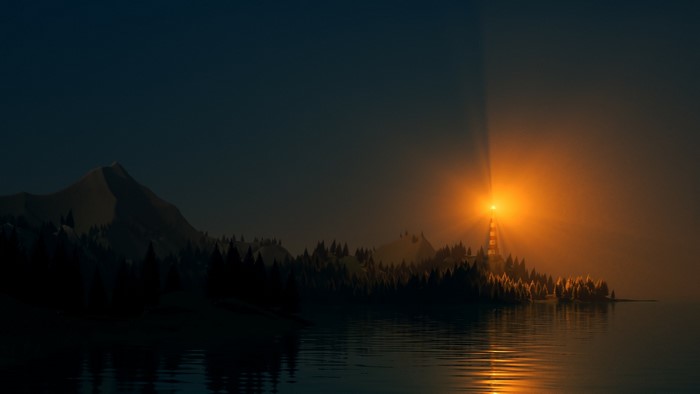 Digital art of a lighthouse at dusk