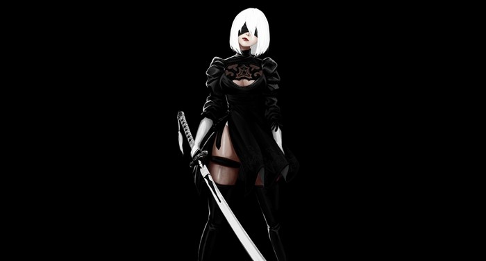 2B from Nier: Automata with a sword