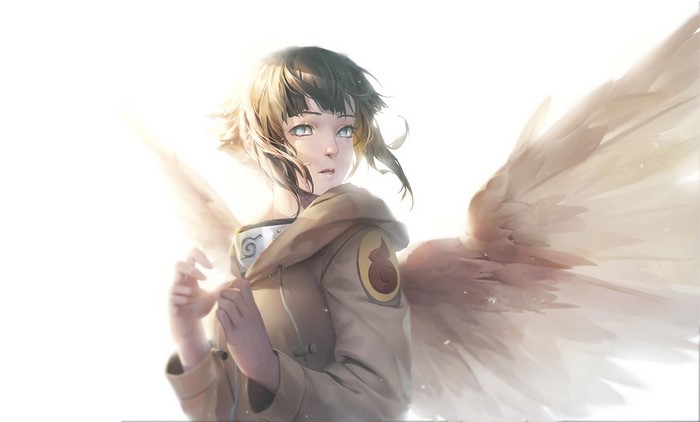 Hyuuga Hinata from Naruto with Angel Wings