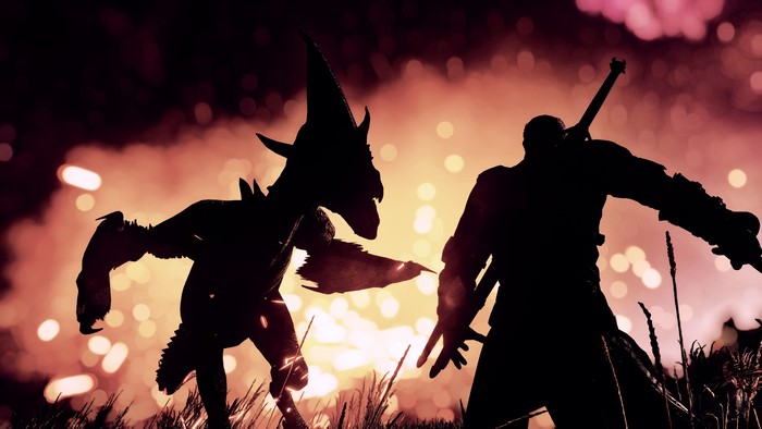 Geralt fighting a monster in The Witcher 3