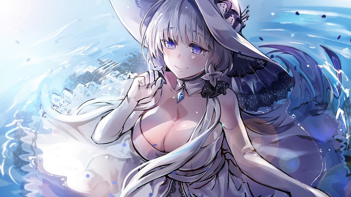 Illustrious from Azur Lane in a white dress