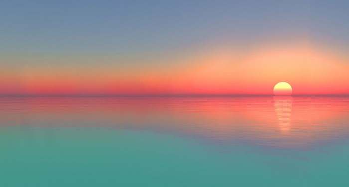 Digital art of a sunset over the sea