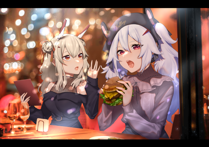 Laffey from Azur Lane eating a burger