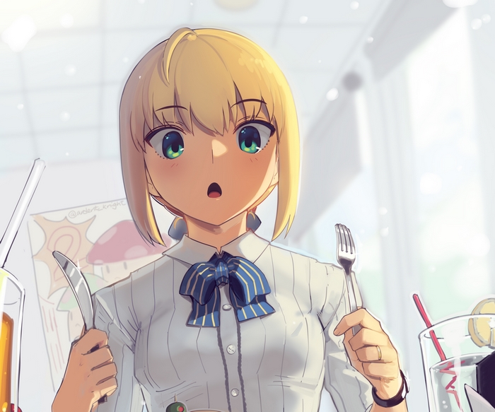 Saber from Fate/Stay Night with Green Eyes