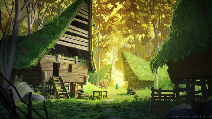 Village in a forest by Sylvain Sarrailh