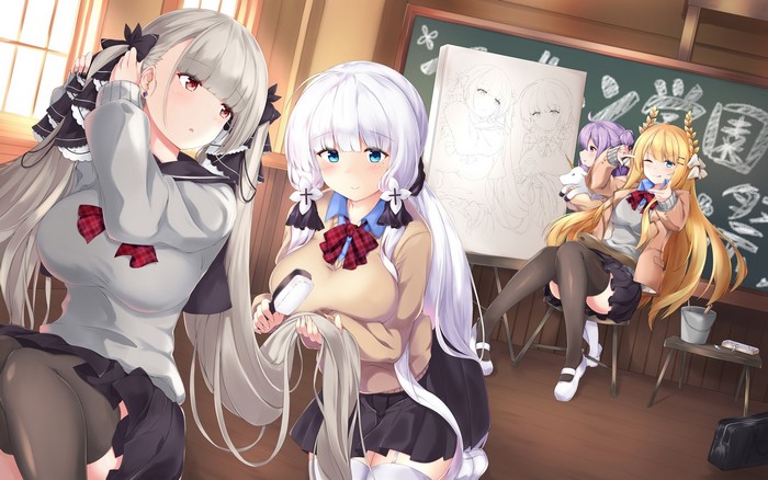 Azur Lane characters in a classroom setting