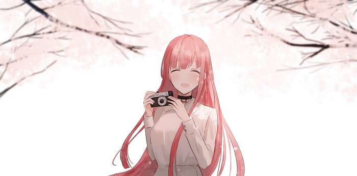 Chihuri 45 with pink hair holding a camera