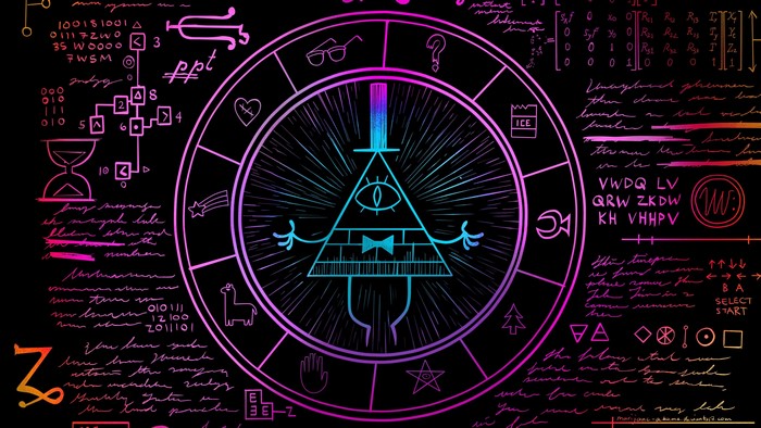 Neon Artwork of Bill Cipher from Gravity Falls