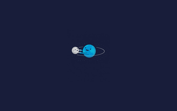 Cute Moon Hugging Planet