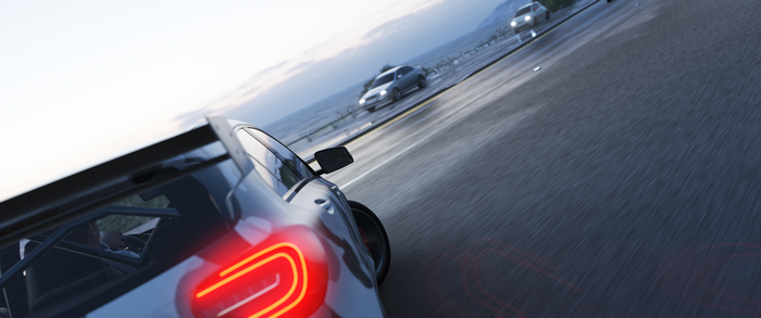 Forza Horizon 4: Mercedes-Benz racing on a coastal road